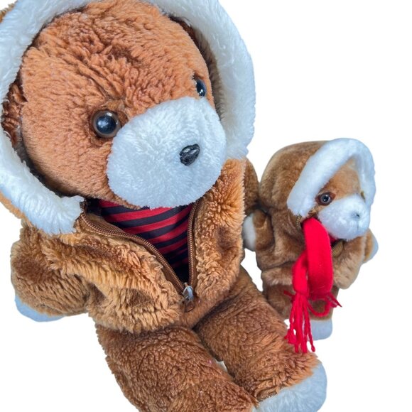 Vtg Avon Puppy Dogs Set of 2 Zippered Jacket Hood Stripe Shirt Scarf Plush - Picture 6 of 15